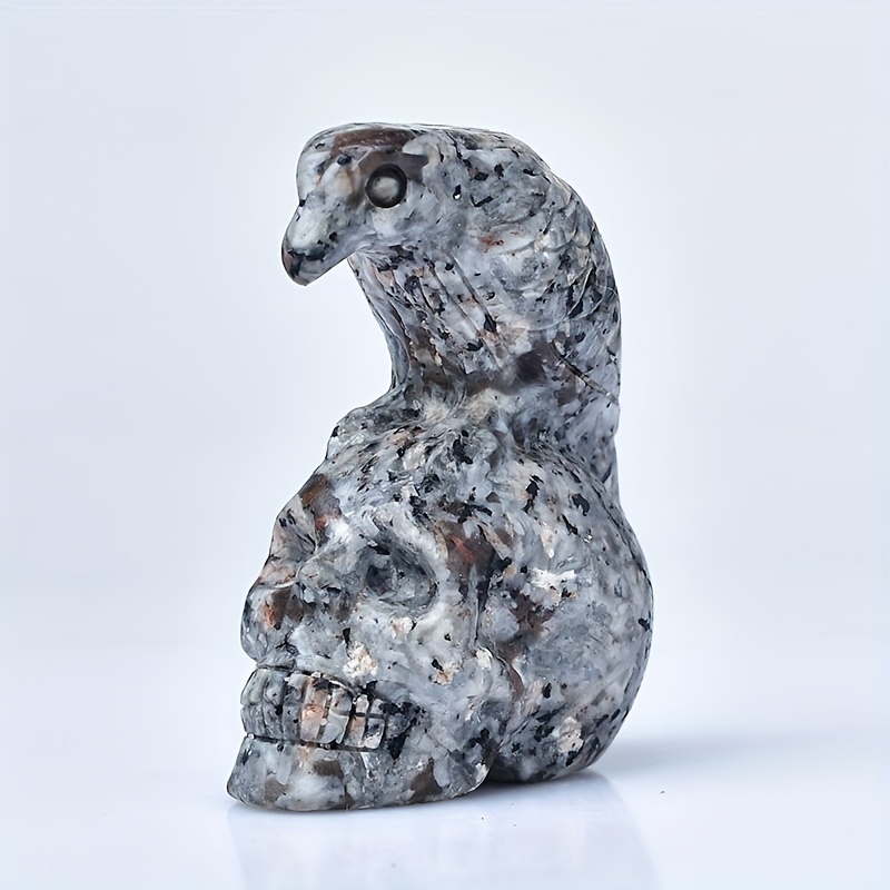 Flame Stone Bird Skull Crystal Statue Collectible Home Decor